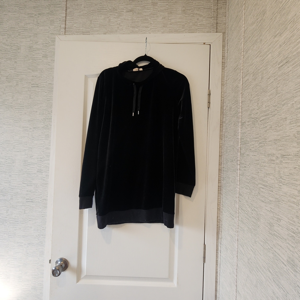 GAP Black Velvrt Hoodie Sweatshirt Size M Euc